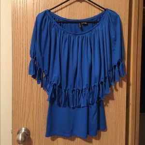 Royal blue fringe top